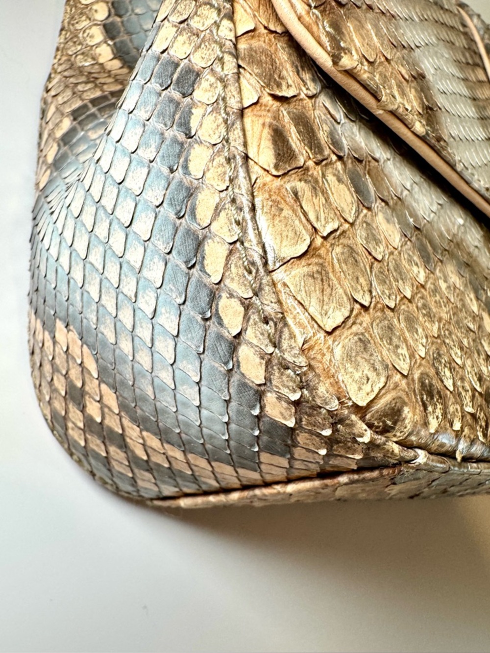 Christian Dior Perle Bronze Python Miss Dior Medium Flap Bag W Gold Chain Strap - Picture 13 of 16